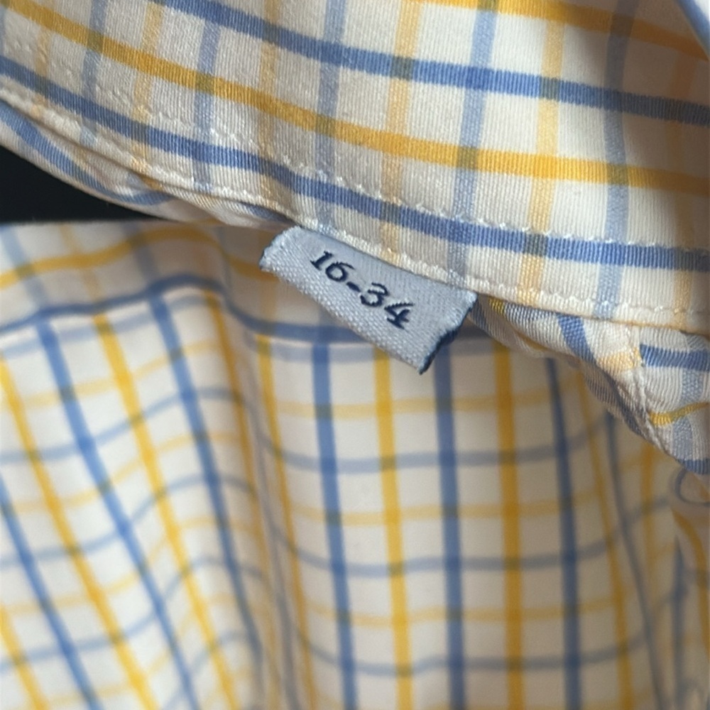 Ben Silver Mens Traditional Check Yellow/Blue Button Down Shirt Sz 16-34 Classic - Picture 10 of 13